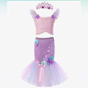 New Mermaid Tutu Costume Pink/Purple Sz 7/8